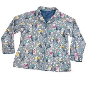 Nick & Nora Pajama Top Winter Owls Blue Print
